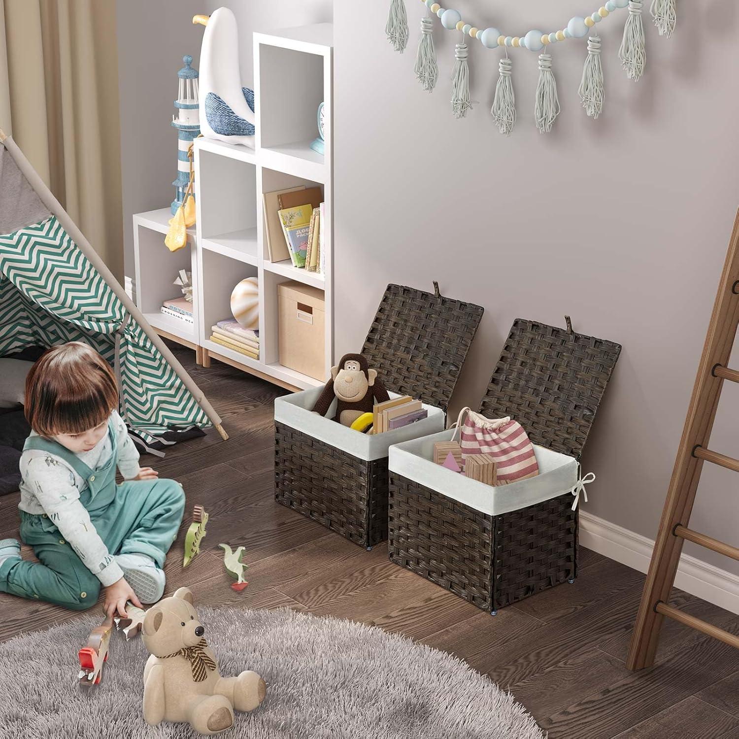 Cesta de Almacenamiento Plegable Greenstell 35L Marrón con Tapa