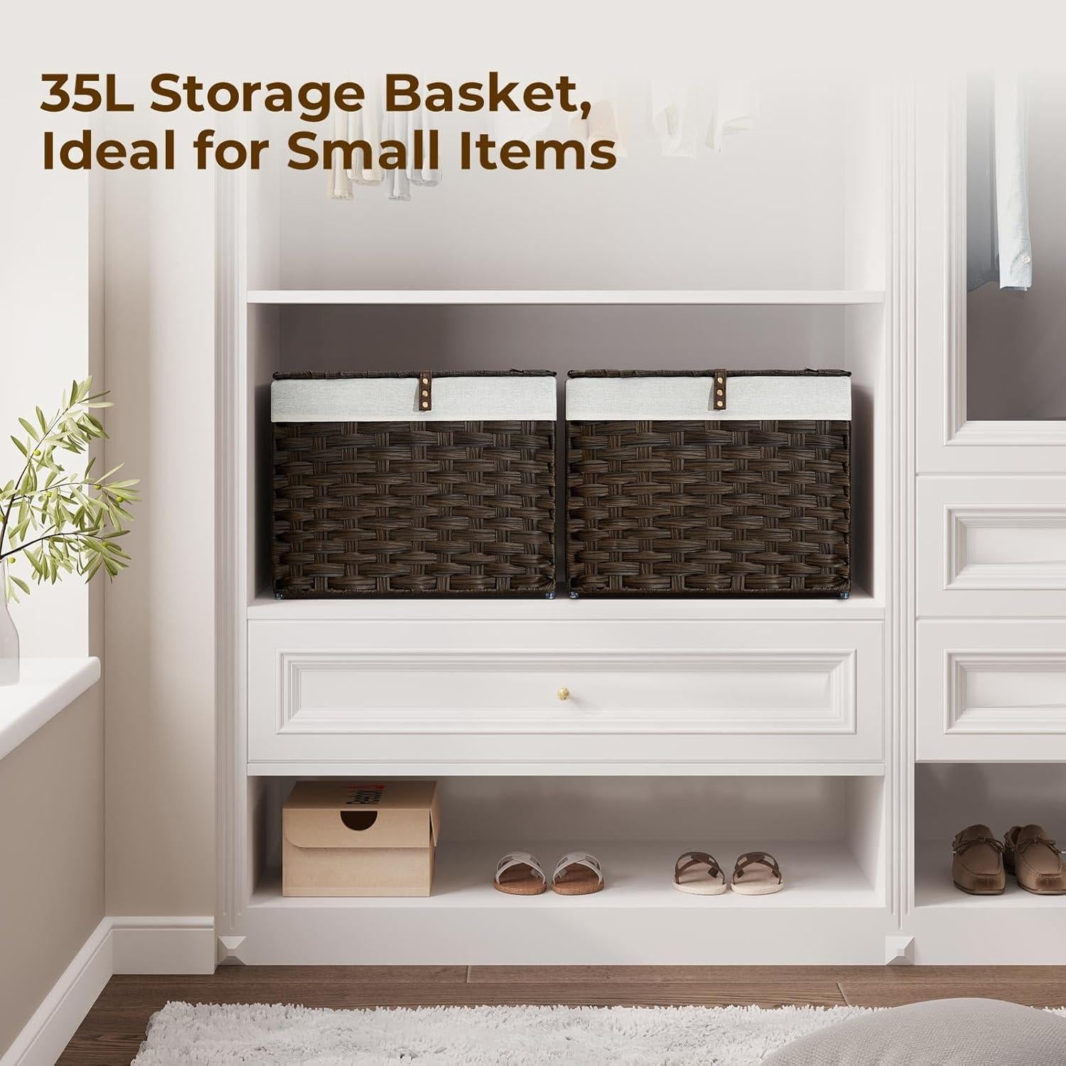 Cesta de Almacenamiento Plegable Greenstell 35L Marrón con Tapa