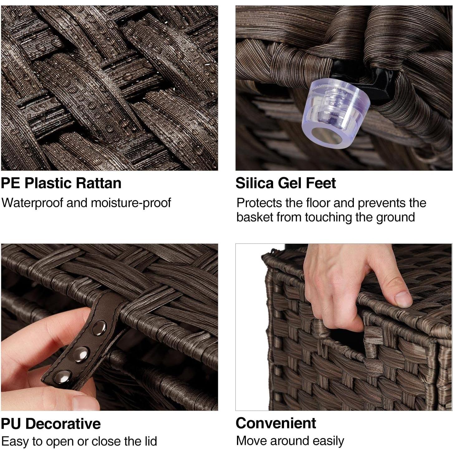 Cesta de Almacenamiento Plegable Greenstell 35L Marrón con Tapa