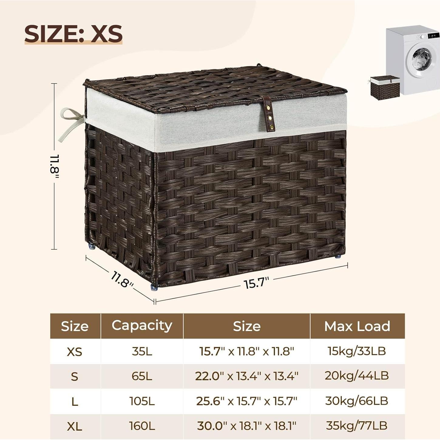 Cesta de Almacenamiento Plegable Greenstell 35L Marrón con Tapa