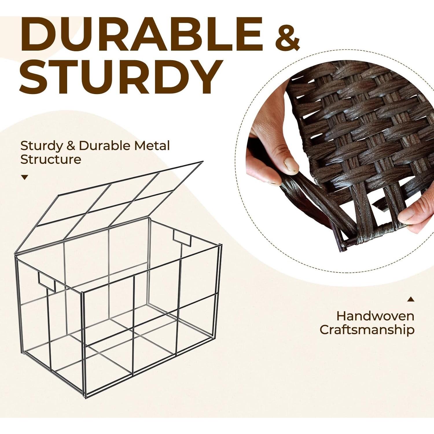 Cesta de Almacenamiento Plegable Greenstell 35L Marrón con Tapa