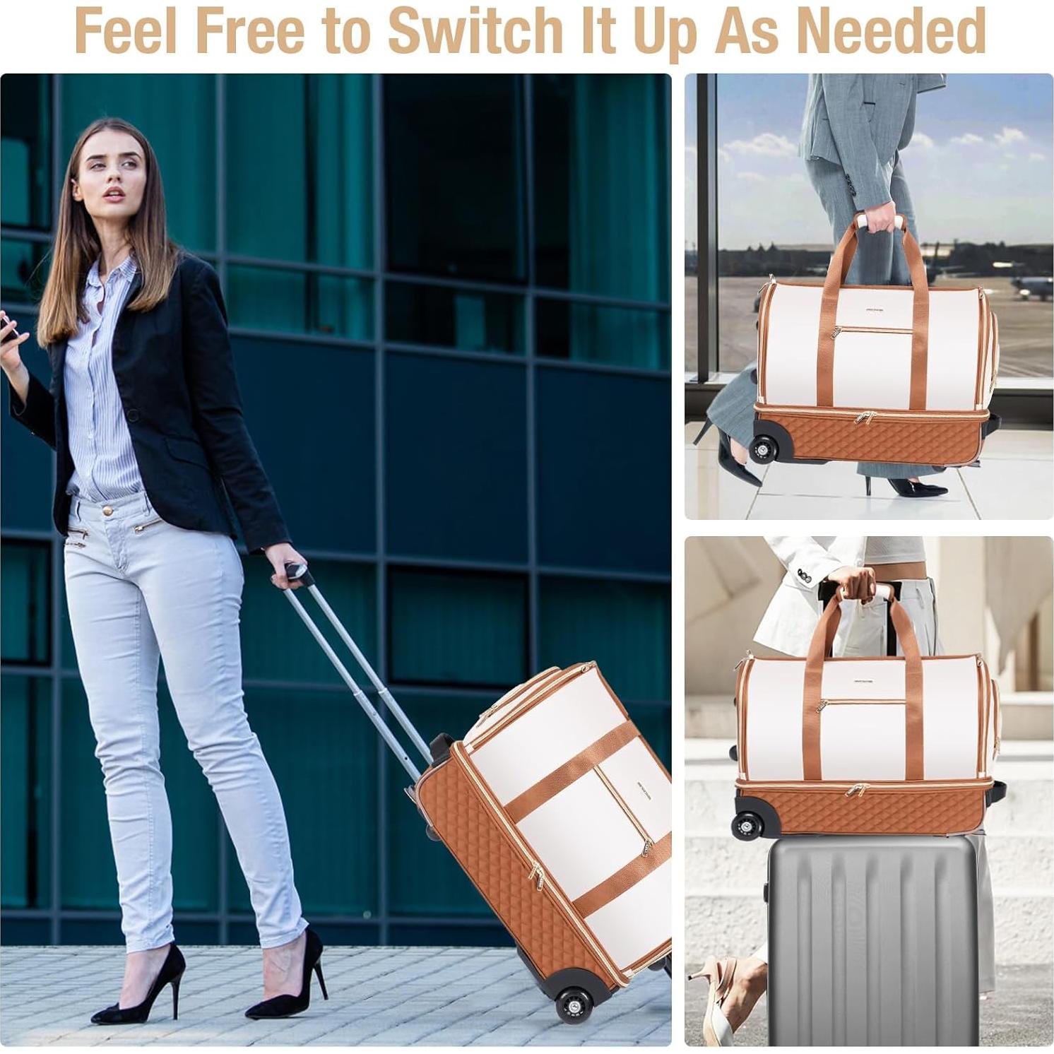 Bolsa de Prendas Rodante Lekeinchi Beige - Duffel con Ruedas