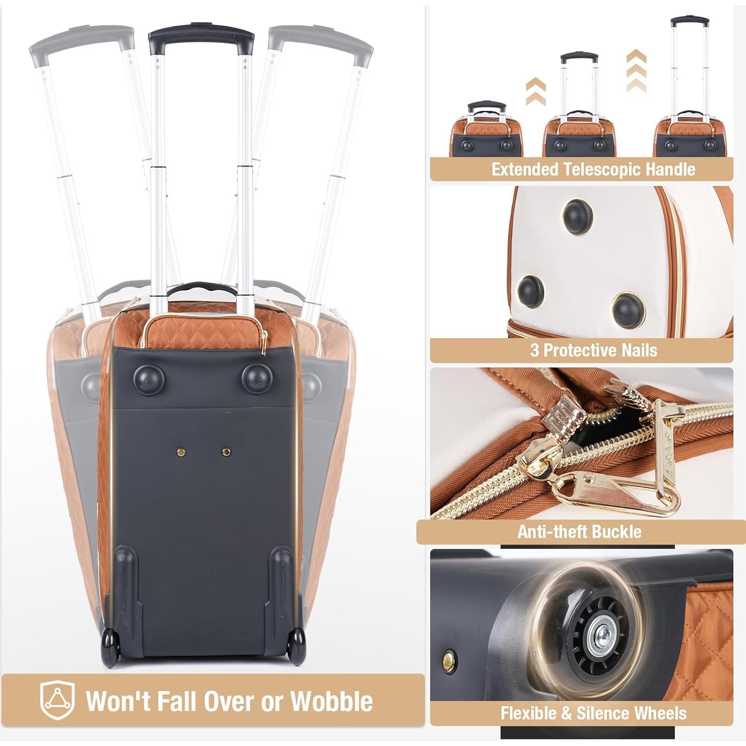 Bolsa de Prendas Rodante Lekeinchi Beige - Duffel con Ruedas