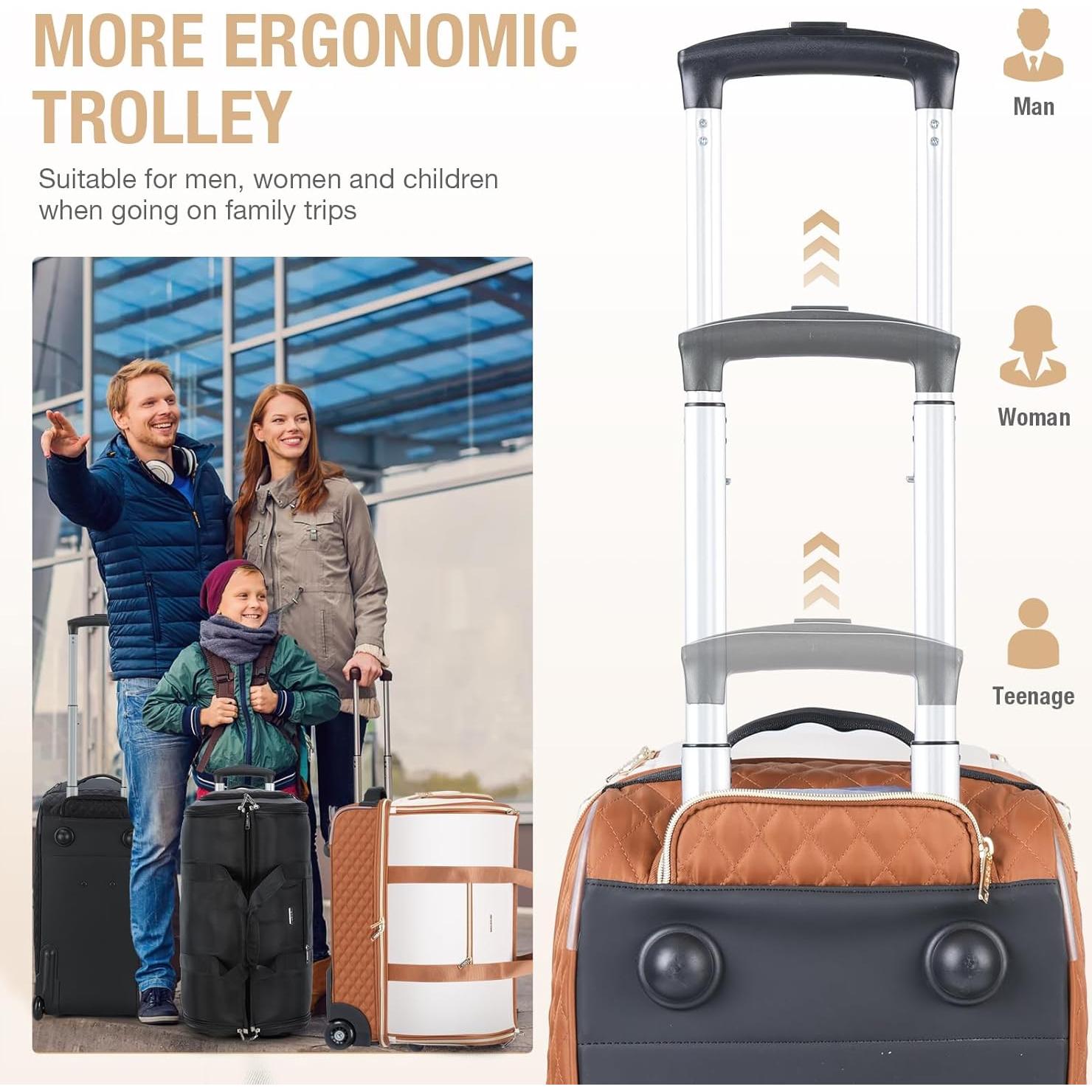 Bolsa de Prendas Rodante Lekeinchi Beige - Duffel con Ruedas