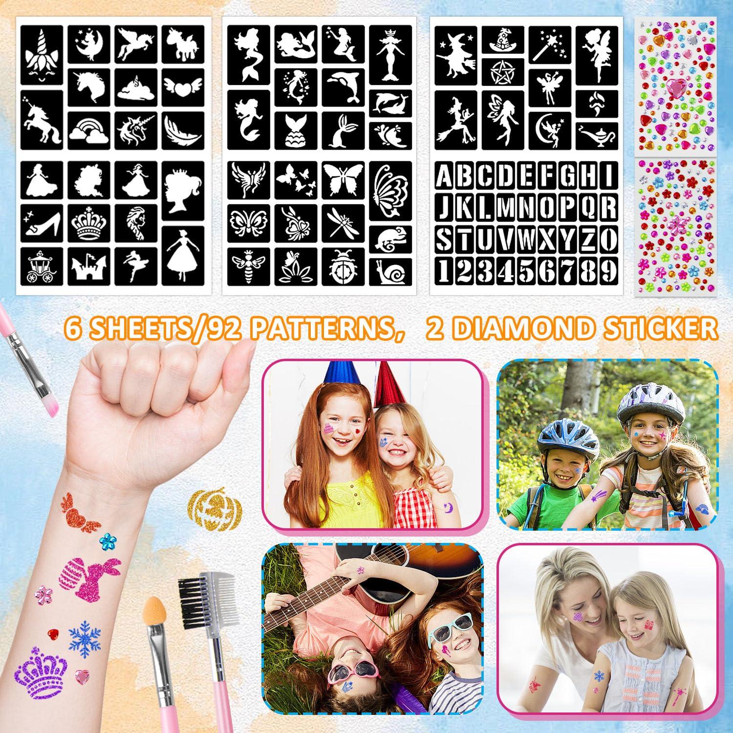 Kit de Tatuajes Temporales de Purpurina XiQiDianr - 12 Colores