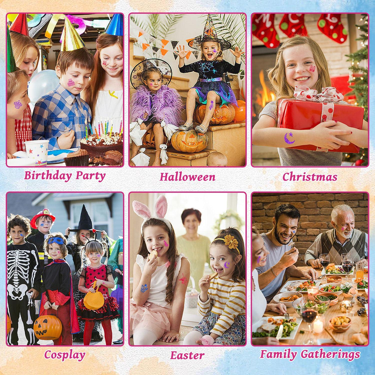 Kit de Tatuajes Temporales de Purpurina XiQiDianr - 12 Colores