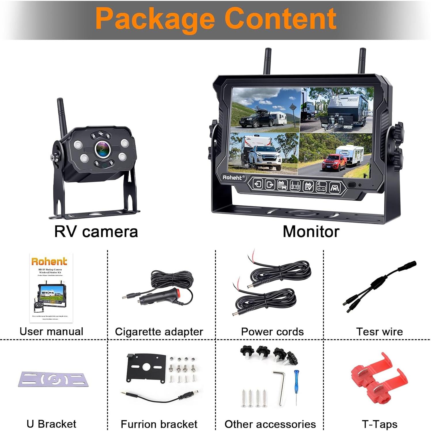 Cámara de Respaldo Inalámbrica Rohent R9 HD 1080P 7"