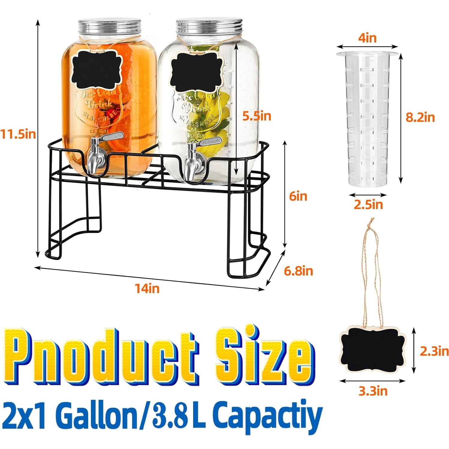 Dispensador de Bebidas de Vidrio ACDRIME 3.78L con Grifo Inoxidable