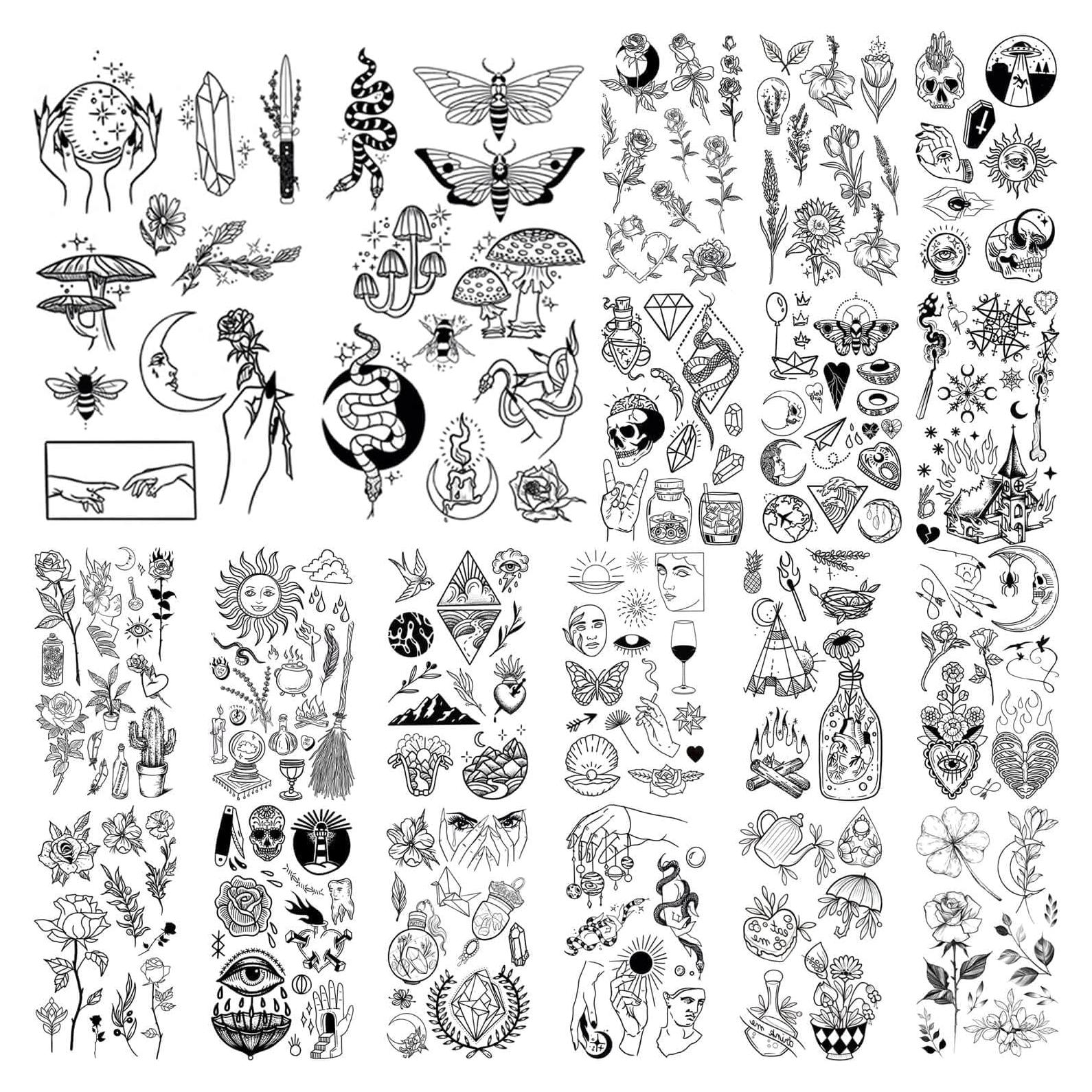 Tatuajes Temporales GLARYYEARS 20 Piezas Negro Impermeable