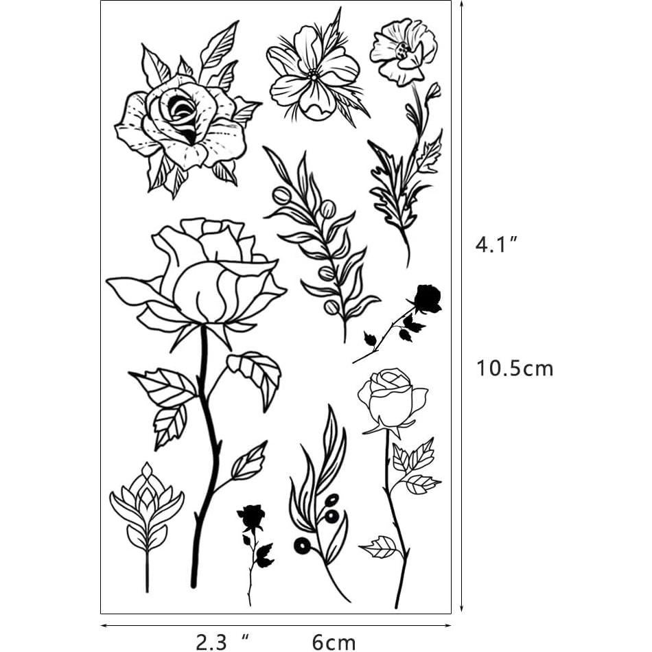 Tatuajes Temporales GLARYYEARS 20 Piezas Negro Impermeable