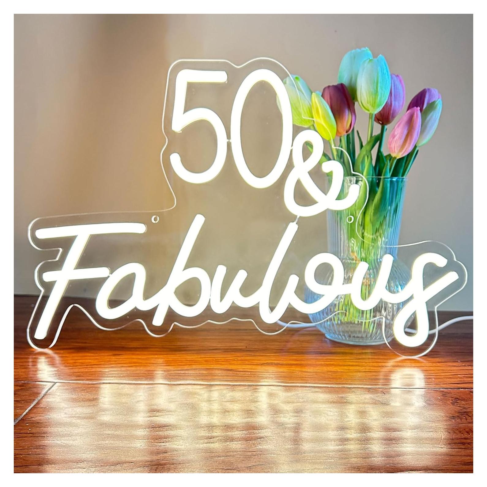 Cartel de Neón LED 50 y Fabuloso KADAFAGO Decoración Cumpleaños