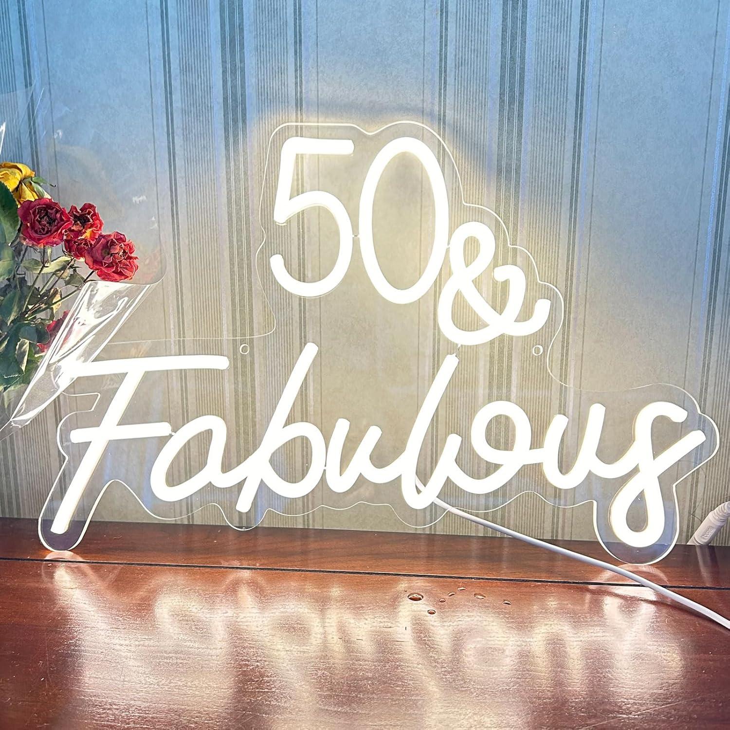 Cartel de Neón LED 50 y Fabuloso KADAFAGO Decoración Cumpleaños