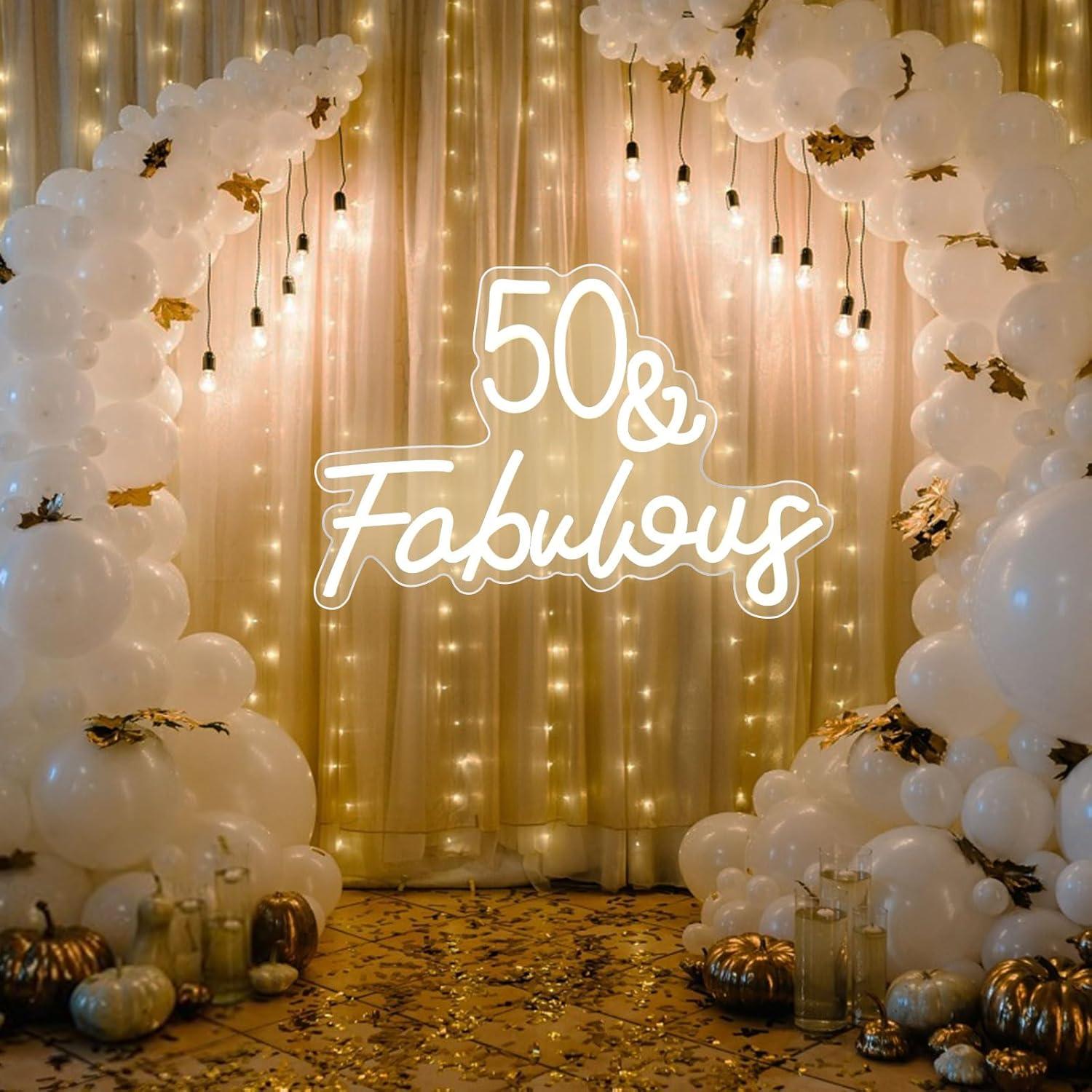 Cartel de Neón LED 50 y Fabuloso KADAFAGO Decoración Cumpleaños
