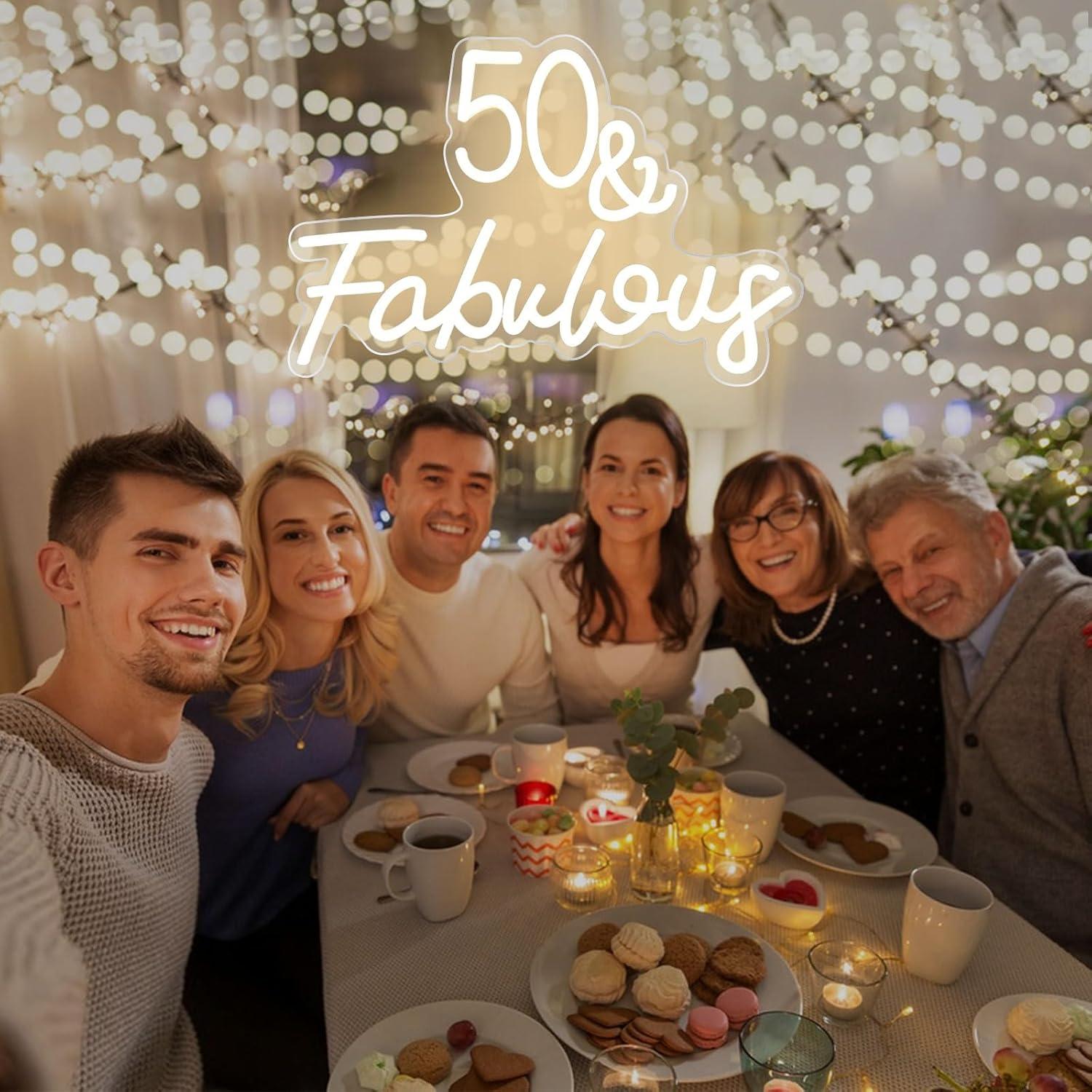 Cartel de Neón LED 50 y Fabuloso KADAFAGO Decoración Cumpleaños