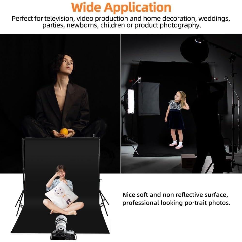 Fondo Negro para Fotos YAYOYA 1.52 x 1.98 m Plegable