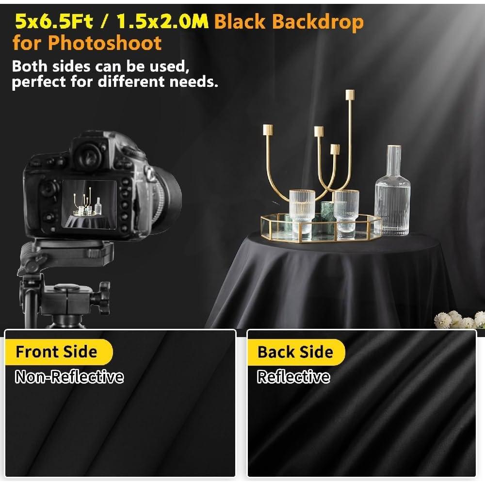 Fondo Negro para Fotos YAYOYA 1.52 x 1.98 m Plegable