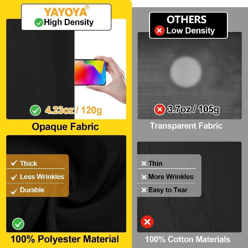 Fondo Negro para Fotos YAYOYA 1.52 x 1.98 m Plegable