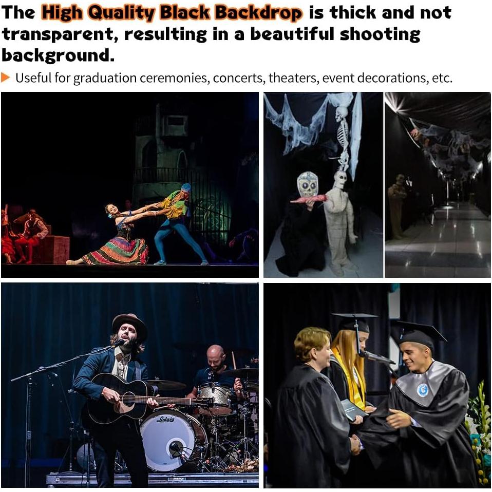 Fondo Negro para Fotos YAYOYA 1.52 x 1.98 m Plegable