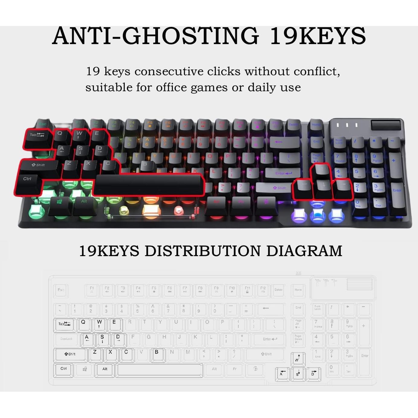 Teclado Membrana Ajazz AF981 99 Teclas Retroiluminado Negro