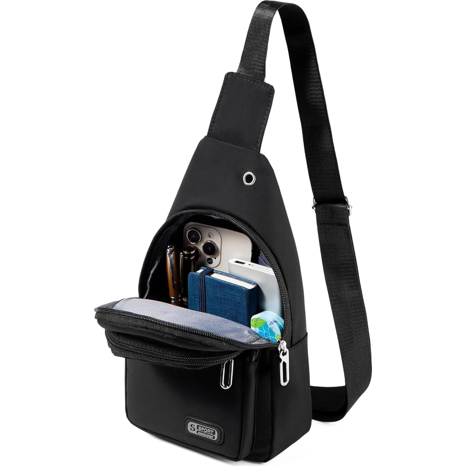 Mochila Sling Bandolera Unisex Banelu Negra 28.4x15.5x8.1 cm