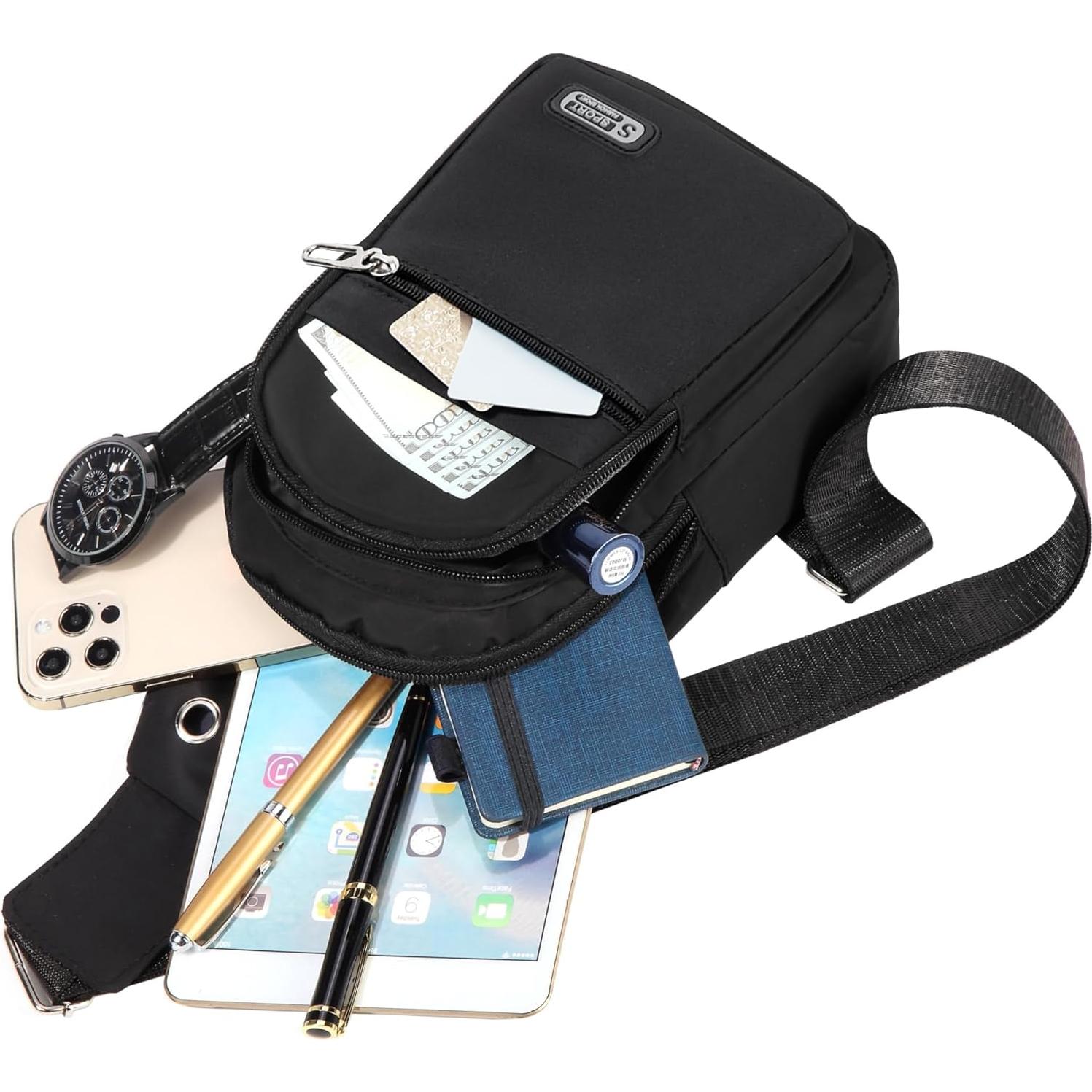 Mochila Sling Bandolera Unisex Banelu Negra 28.4x15.5x8.1 cm