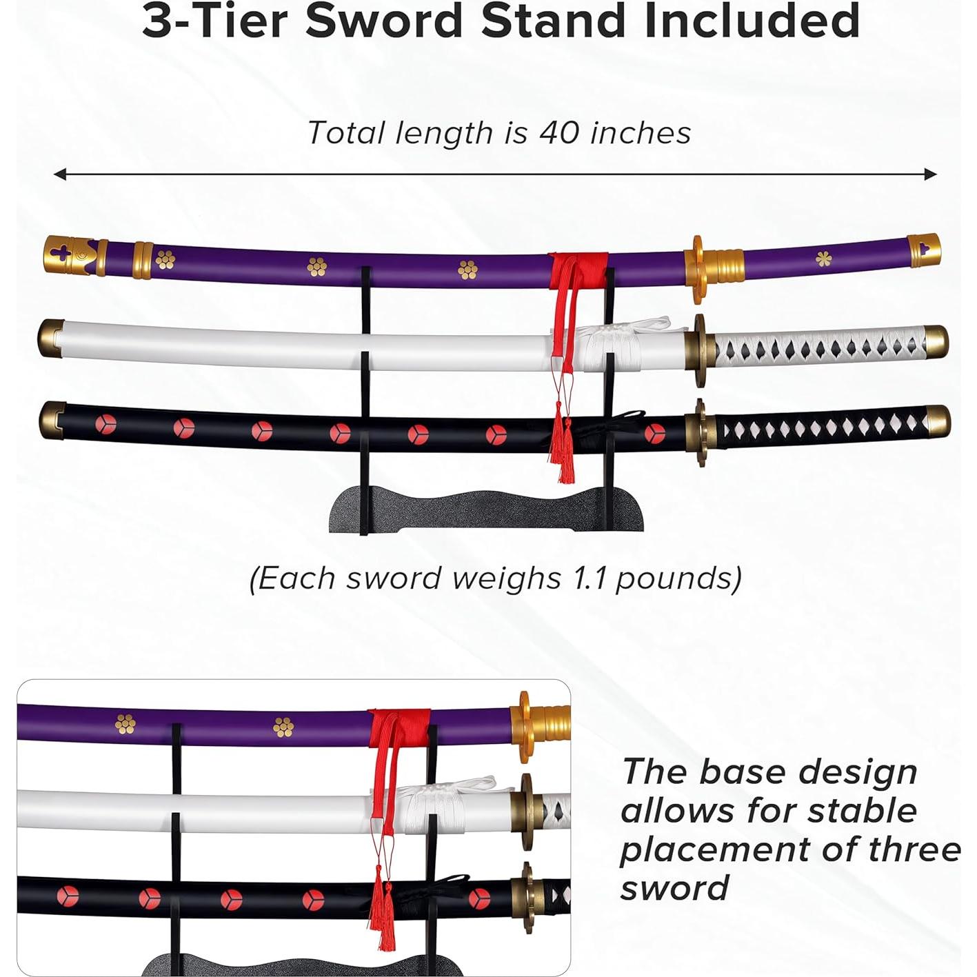 Set de 3 Props de Cosplay Zoro 101.84 cm Kaoudt