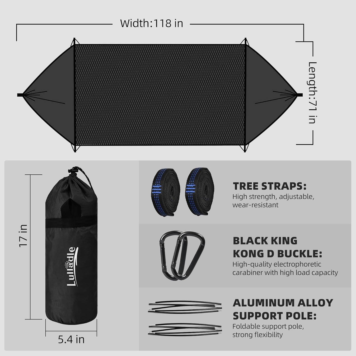 Hamaca Lulladle Ultraligera para 2 Personas 300x180cm Nylon