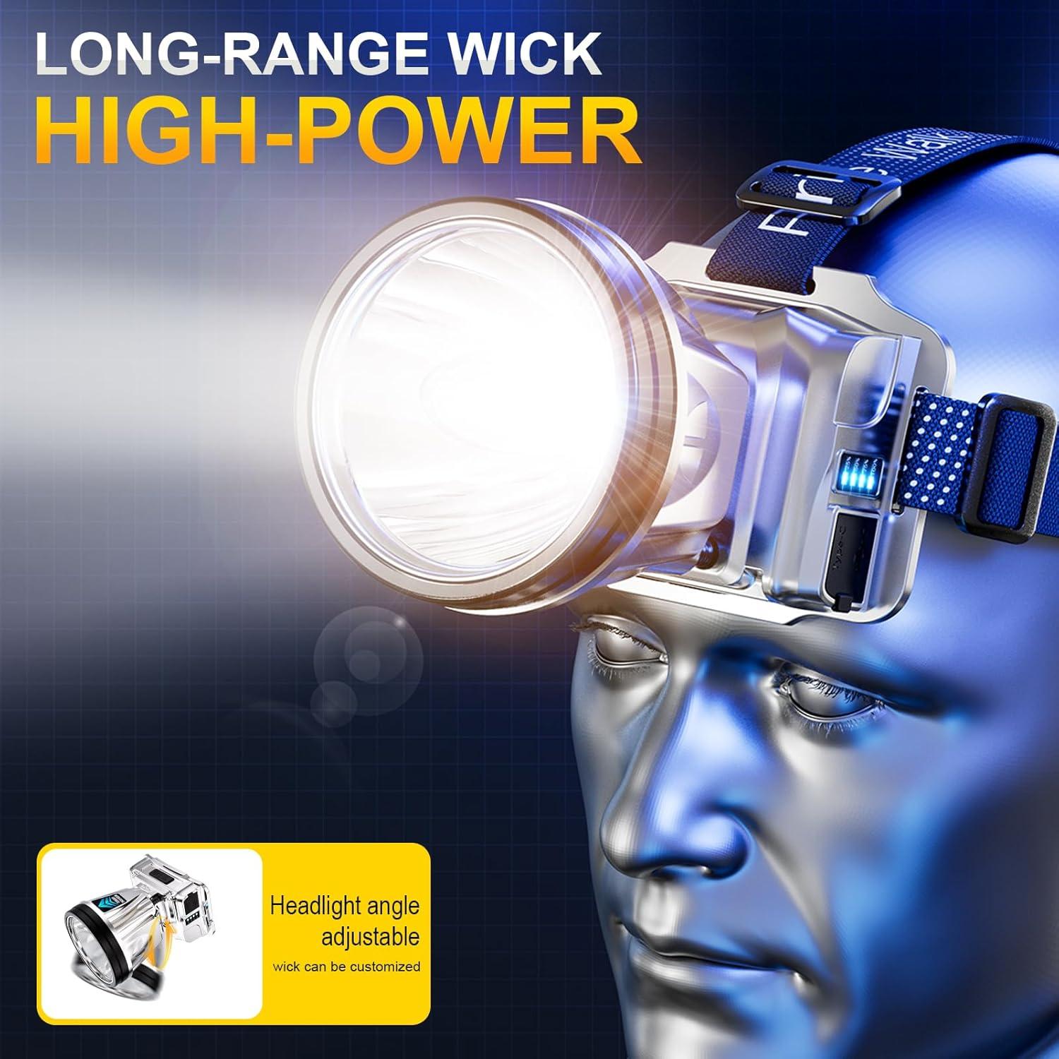 Paquete de 2 Linternas Frontales LED Recargables PINSAI 5W