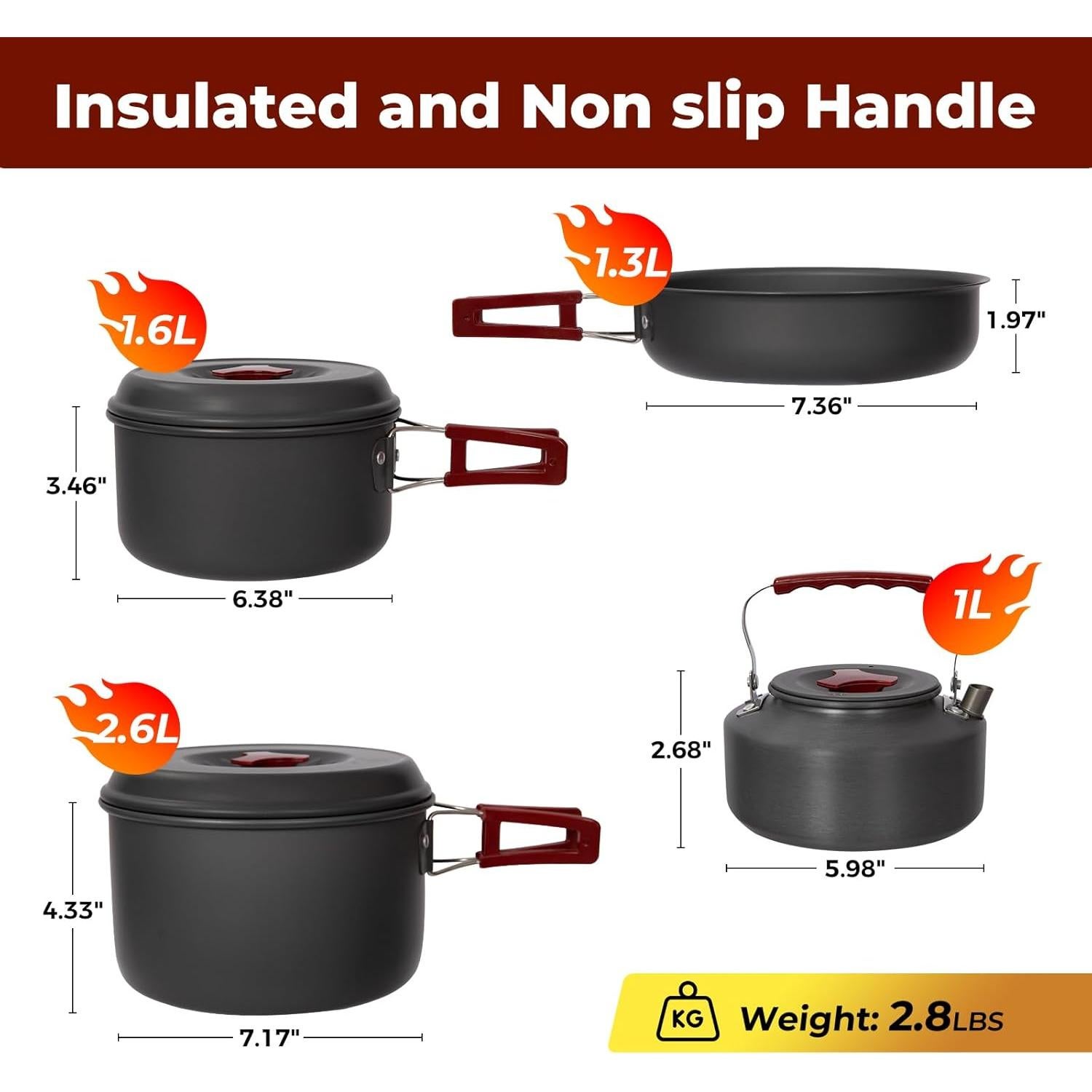 Juego de Utensilios de Cocina Camping Bulin 13 Piezas Aluminio