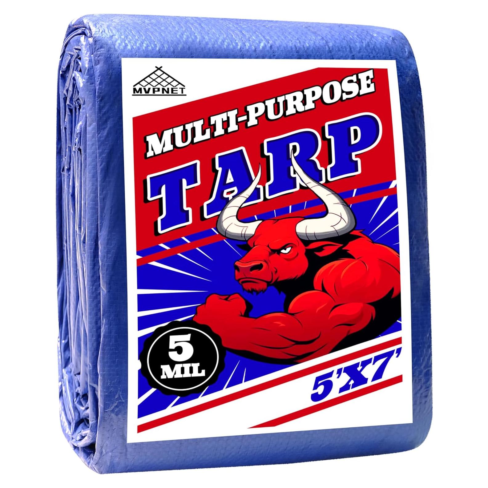 Lona Impermeable MVPNET 5x7 pies Azul 100% Resistente UV