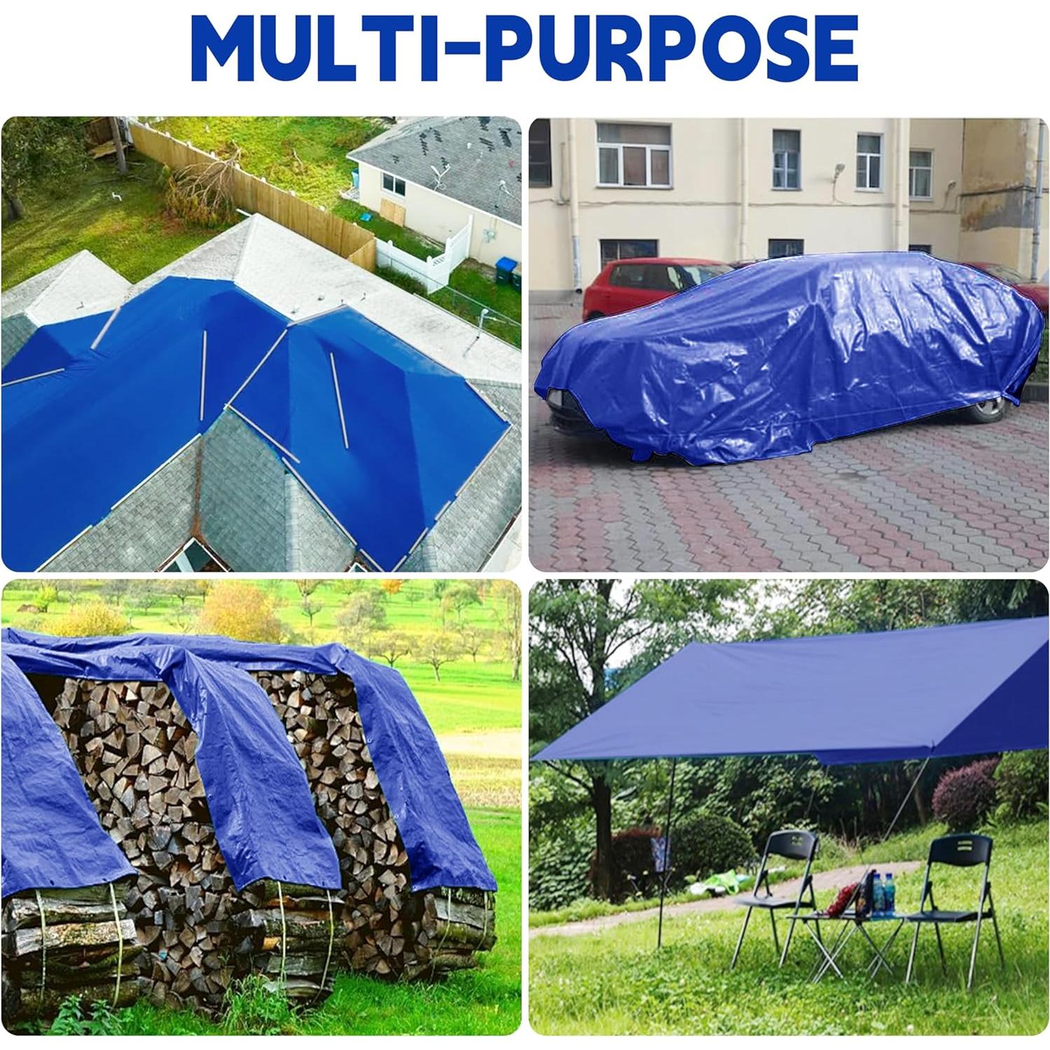 Lona Impermeable MVPNET 5x7 pies Azul 100% Resistente UV