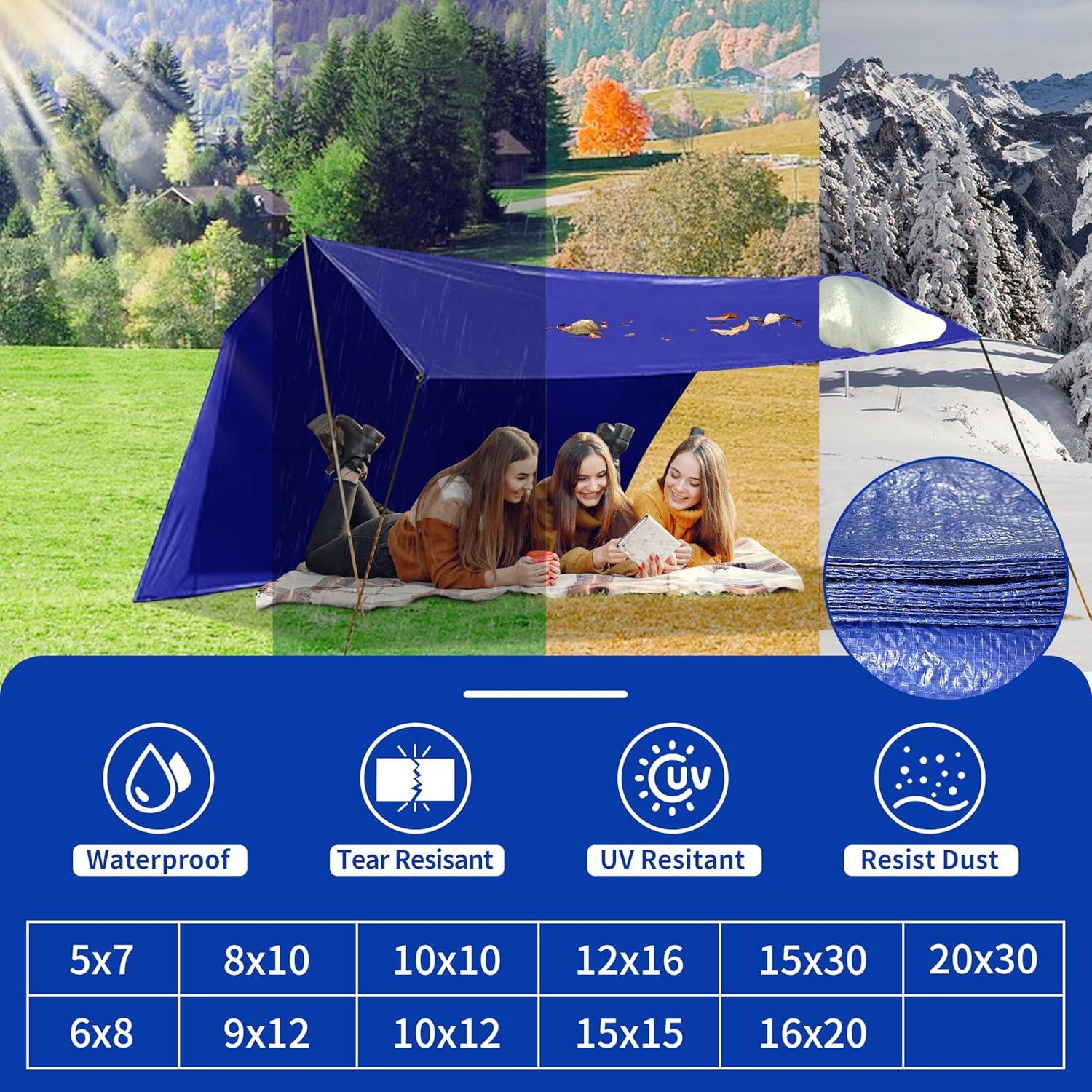 Lona Impermeable MVPNET 5x7 pies Azul 100% Resistente UV