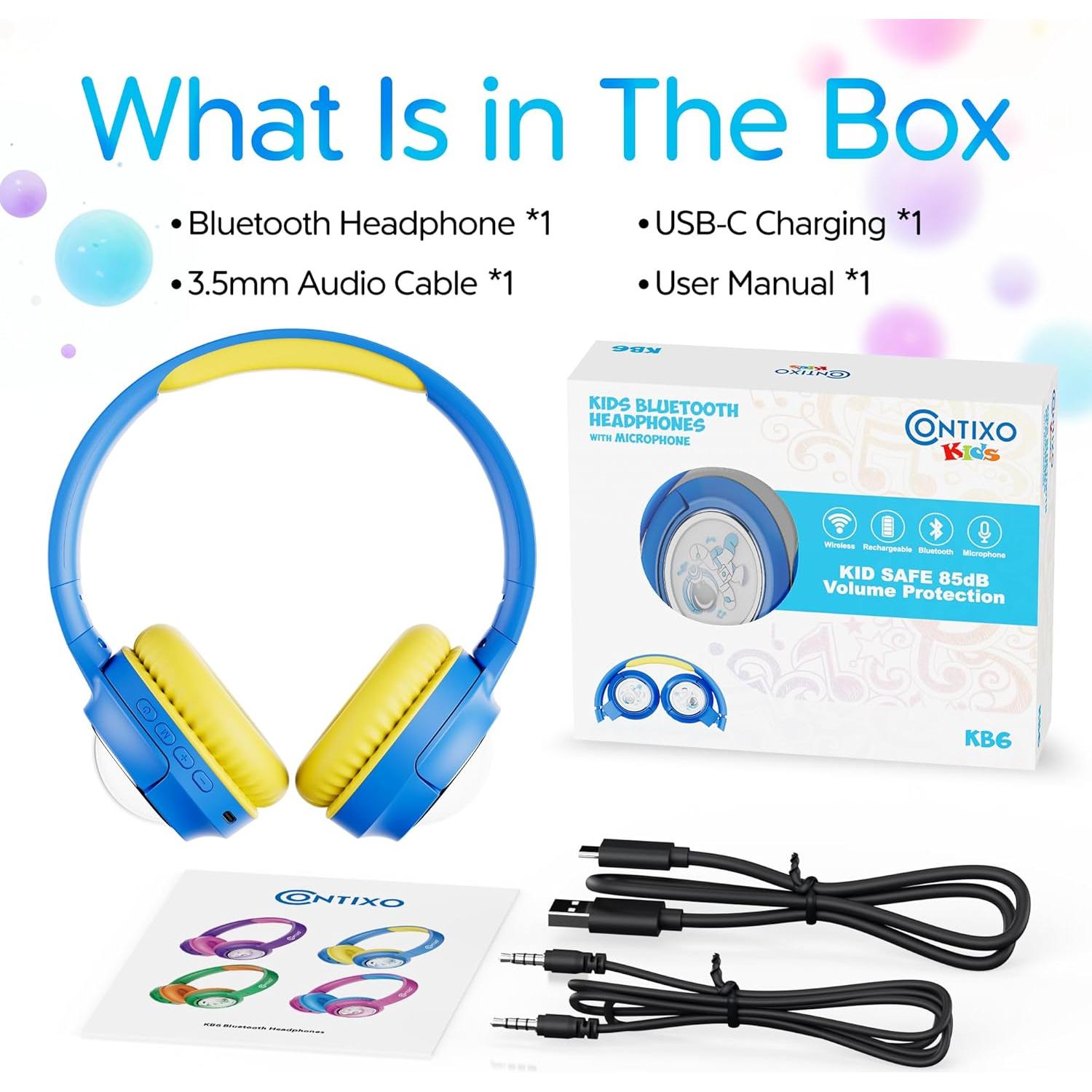 Auriculares Bluetooth Contixo KB6 Niños Azul Inalámbricos 85dB
