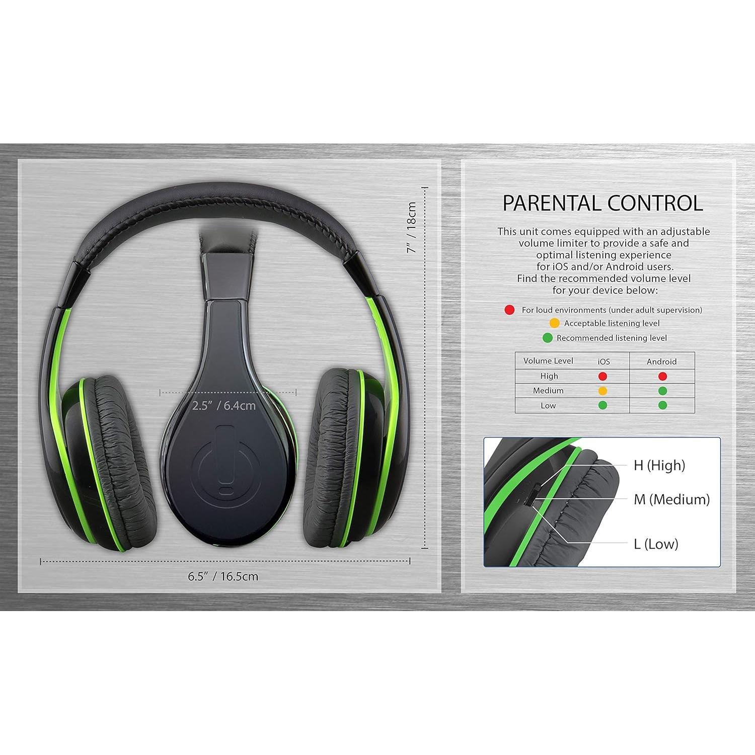 Auriculares eKids con Cable Negros para Niños - Control de Volumen