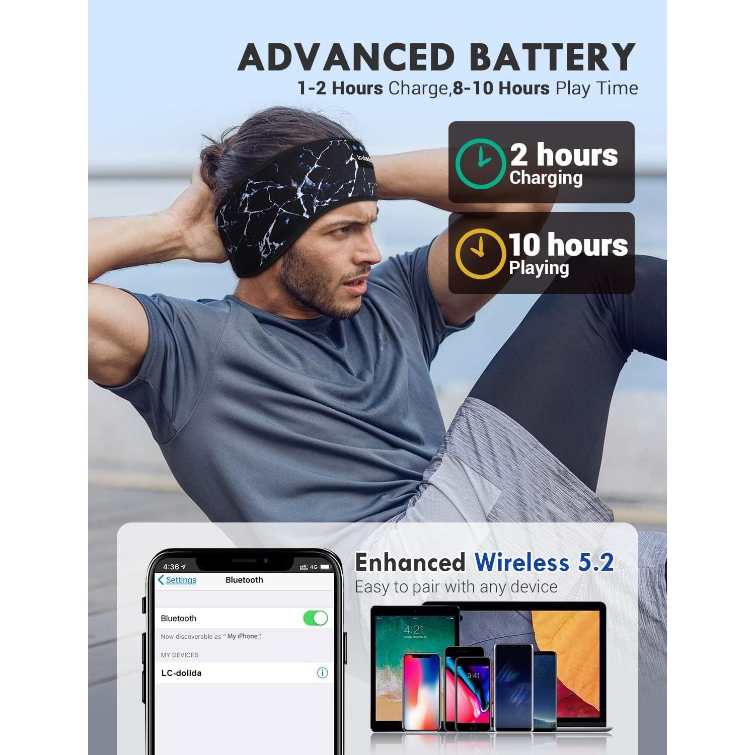 Auriculares para dormir Bluetooth LC-dolida Diadema 10h