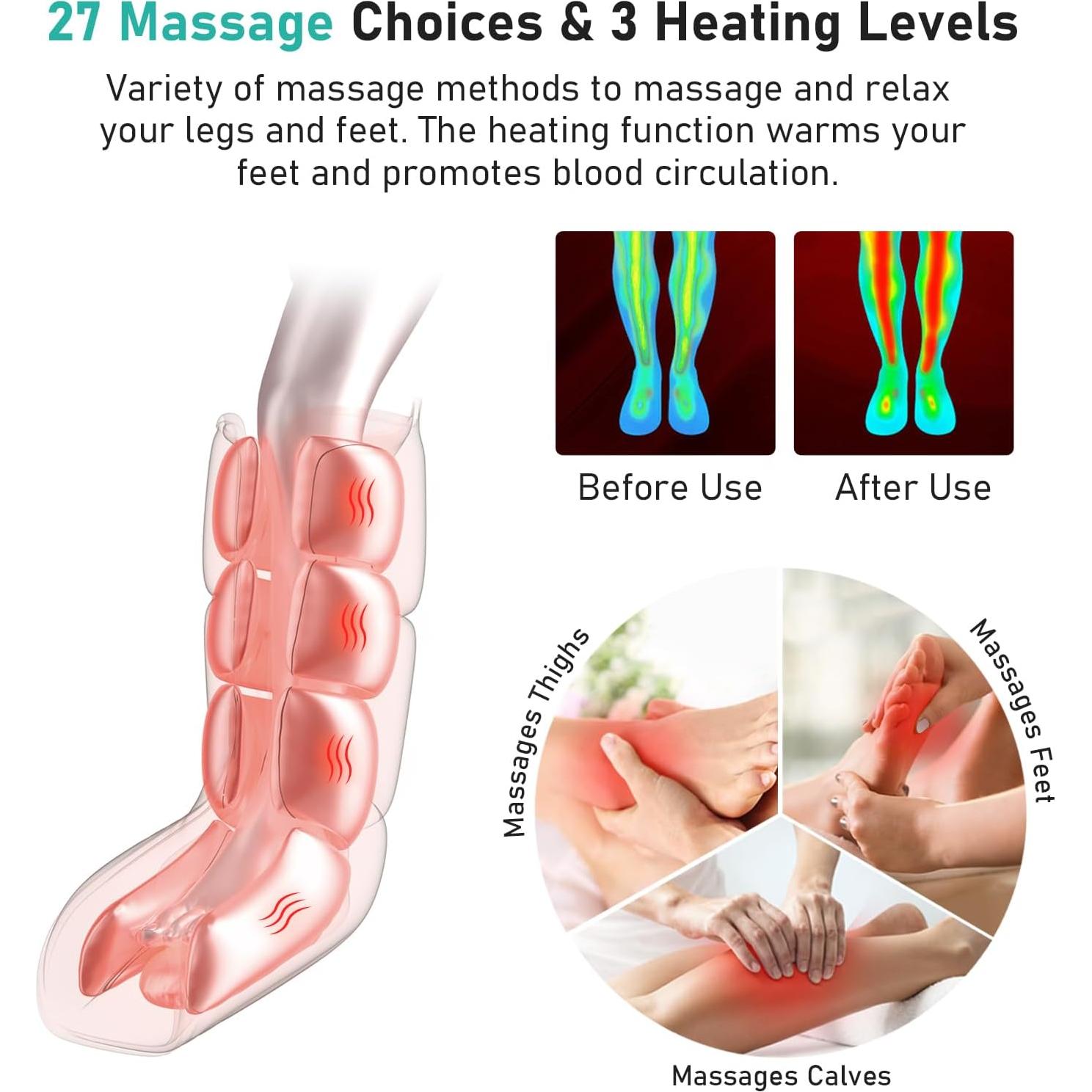 Masajeador de Piernas QUINEAR QN-089A-GN con Calor y Compresión