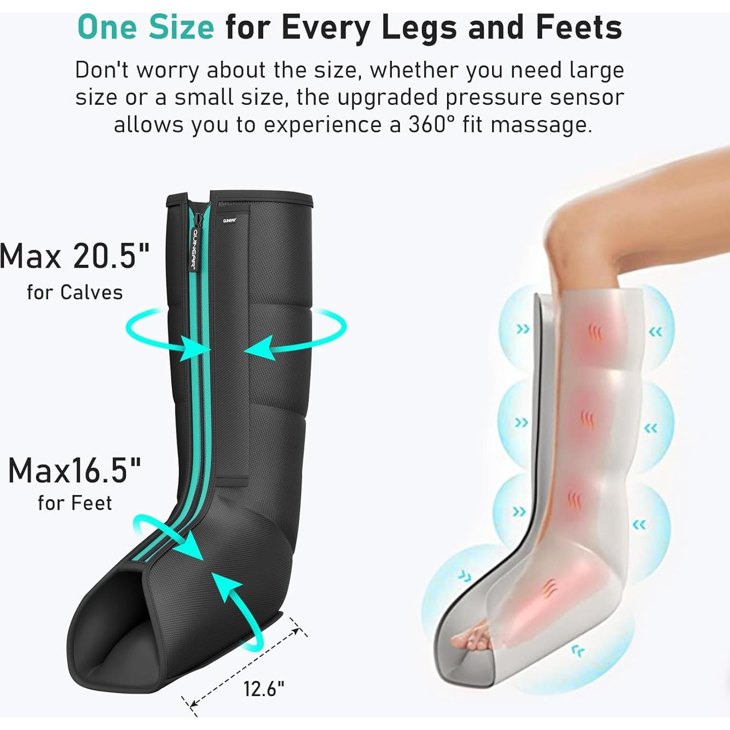 Masajeador de Piernas QUINEAR QN-089A-GN con Calor y Compresión