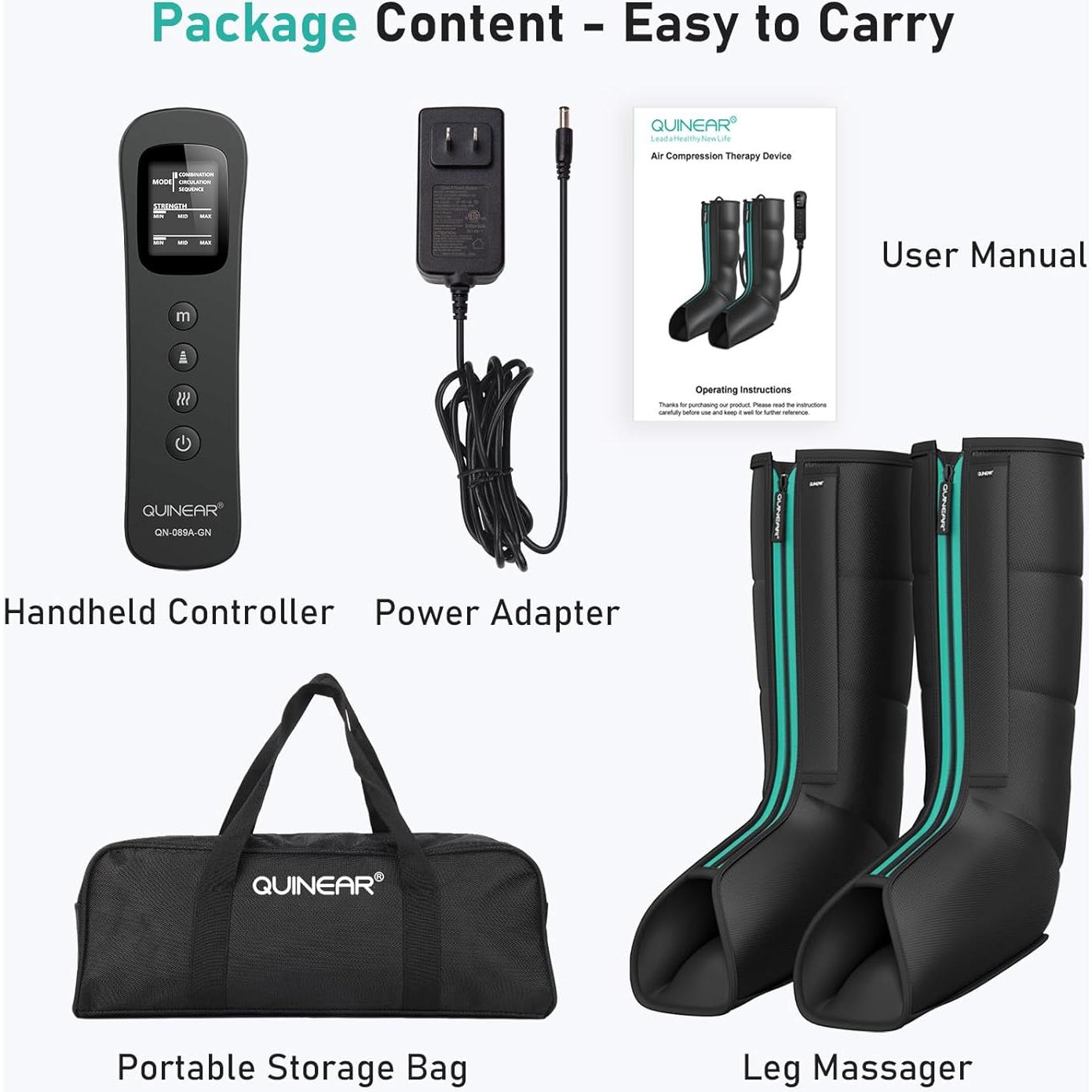 Masajeador de Piernas QUINEAR QN-089A-GN con Calor y Compresión