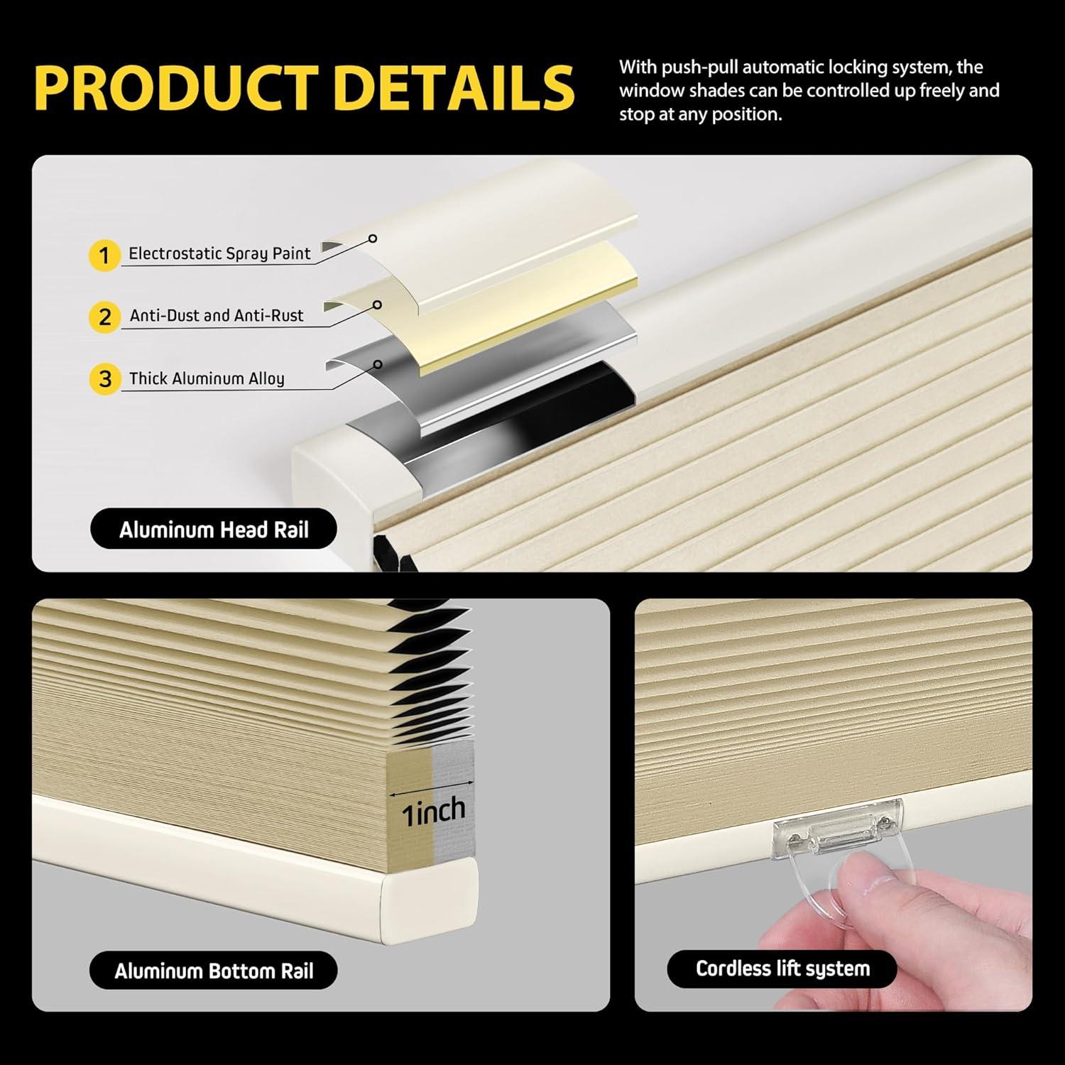 Persianas Celulares Sin Cuerda UNISHADES 56 x 162 cm Beige Blackout