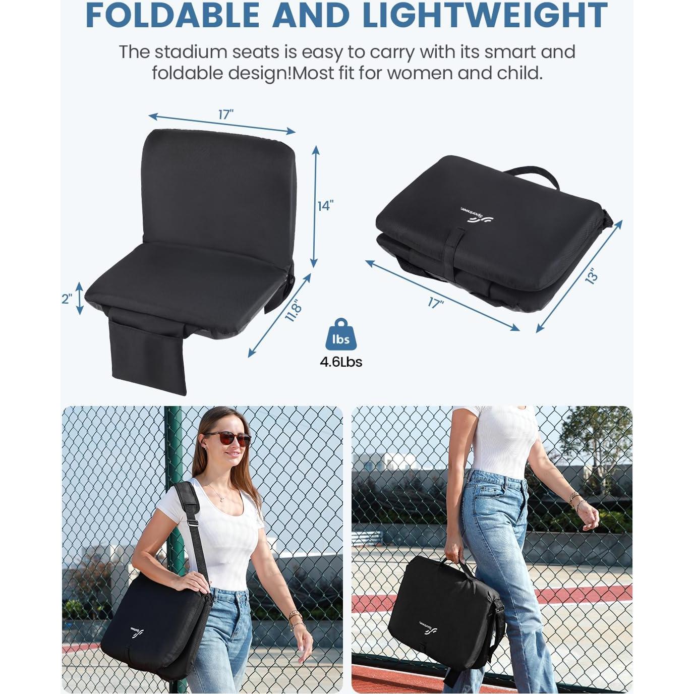 Asiento de Estadio Sportneer Plegable con Respaldo y Cojín