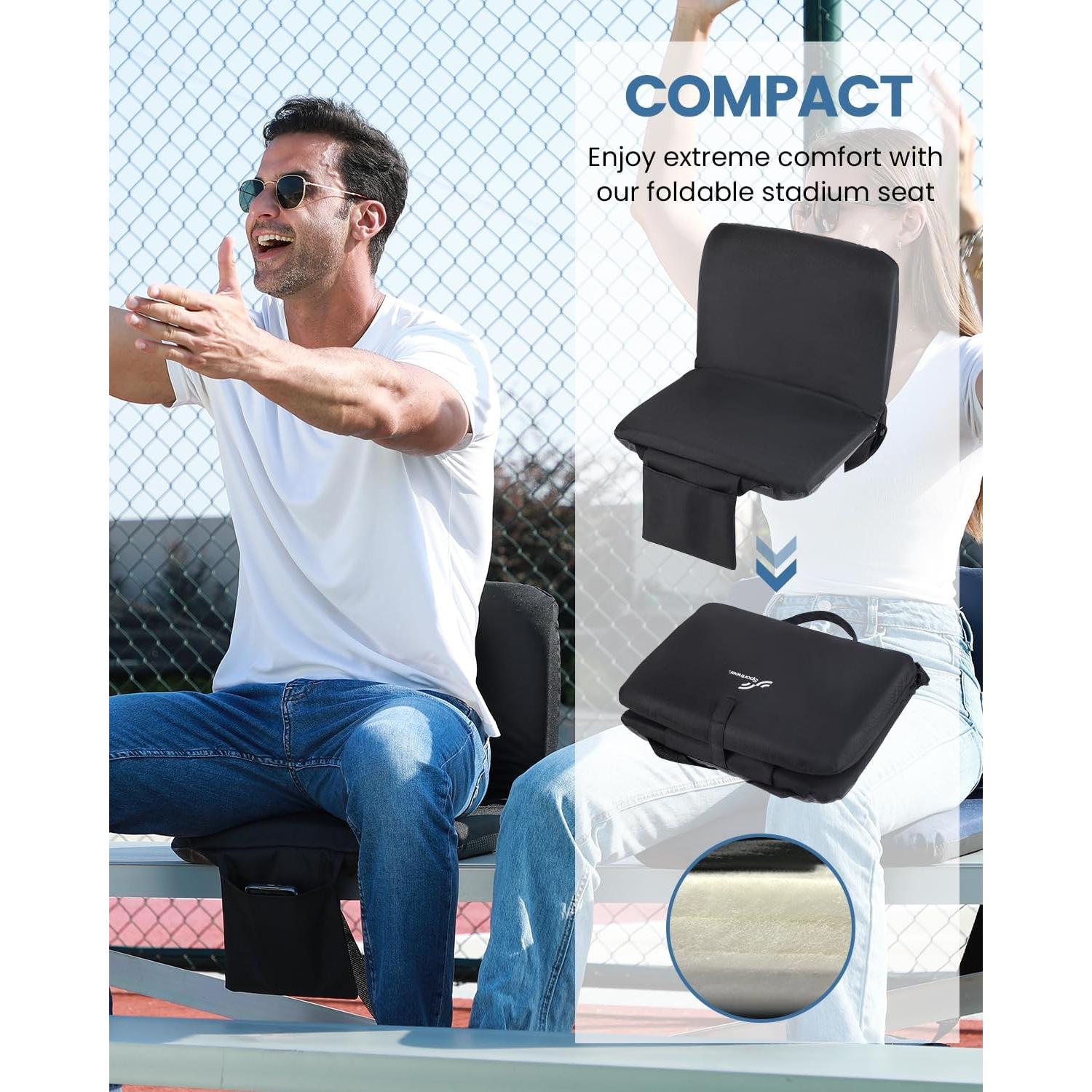 Asiento de Estadio Sportneer Plegable con Respaldo y Cojín