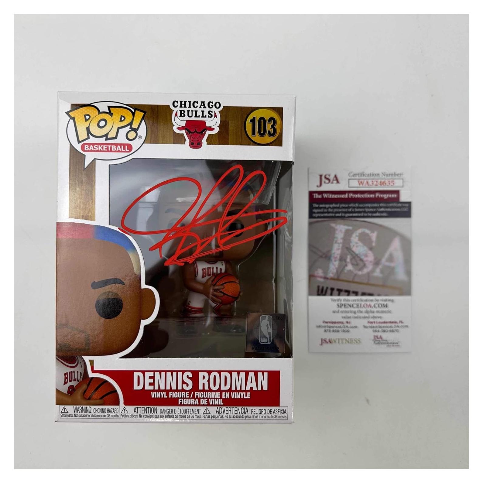 Figurita Funko Pop Dennis Rodman firmada Chicago Bulls