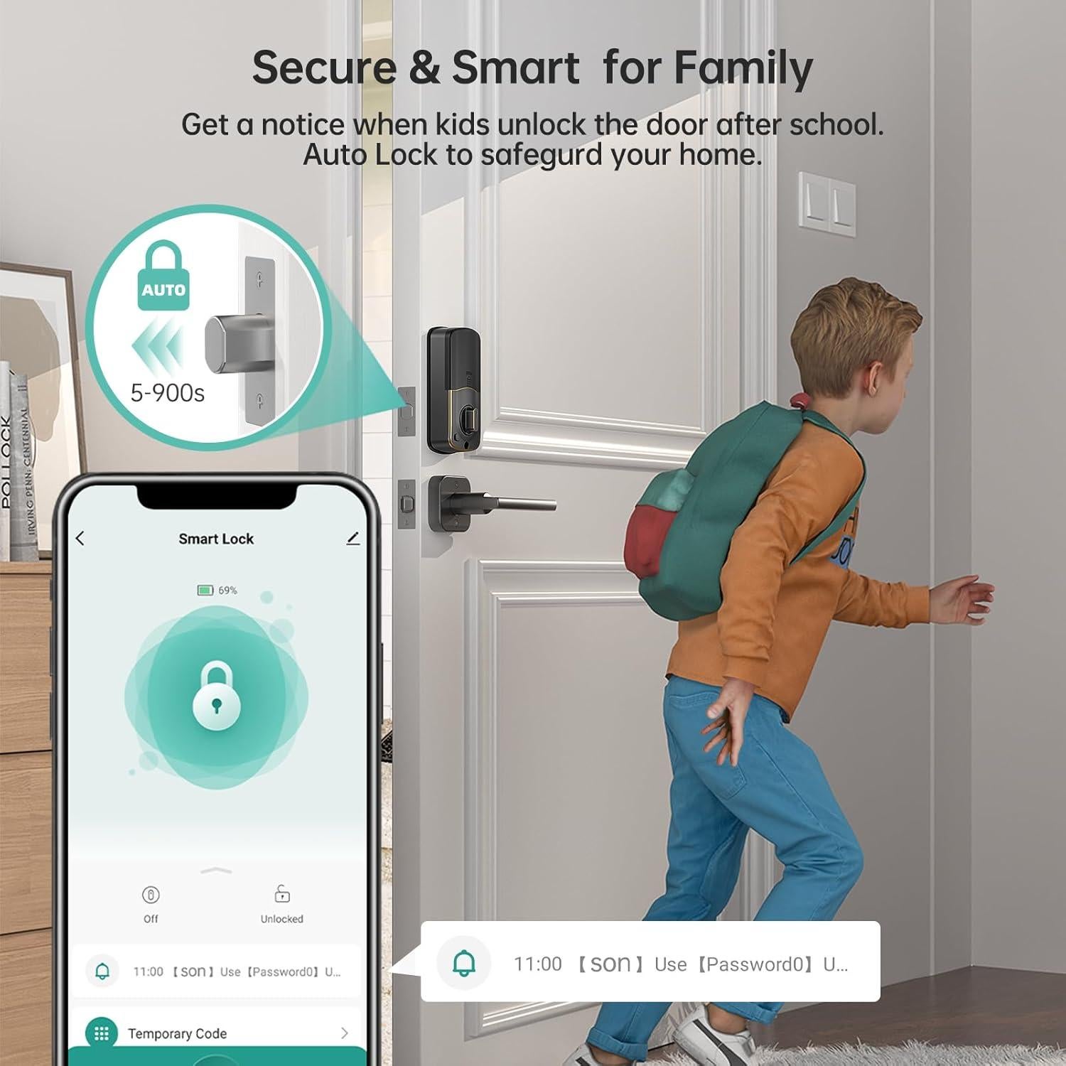 Cerradura Inteligente SMONET WiFi con Manijas y Teclado