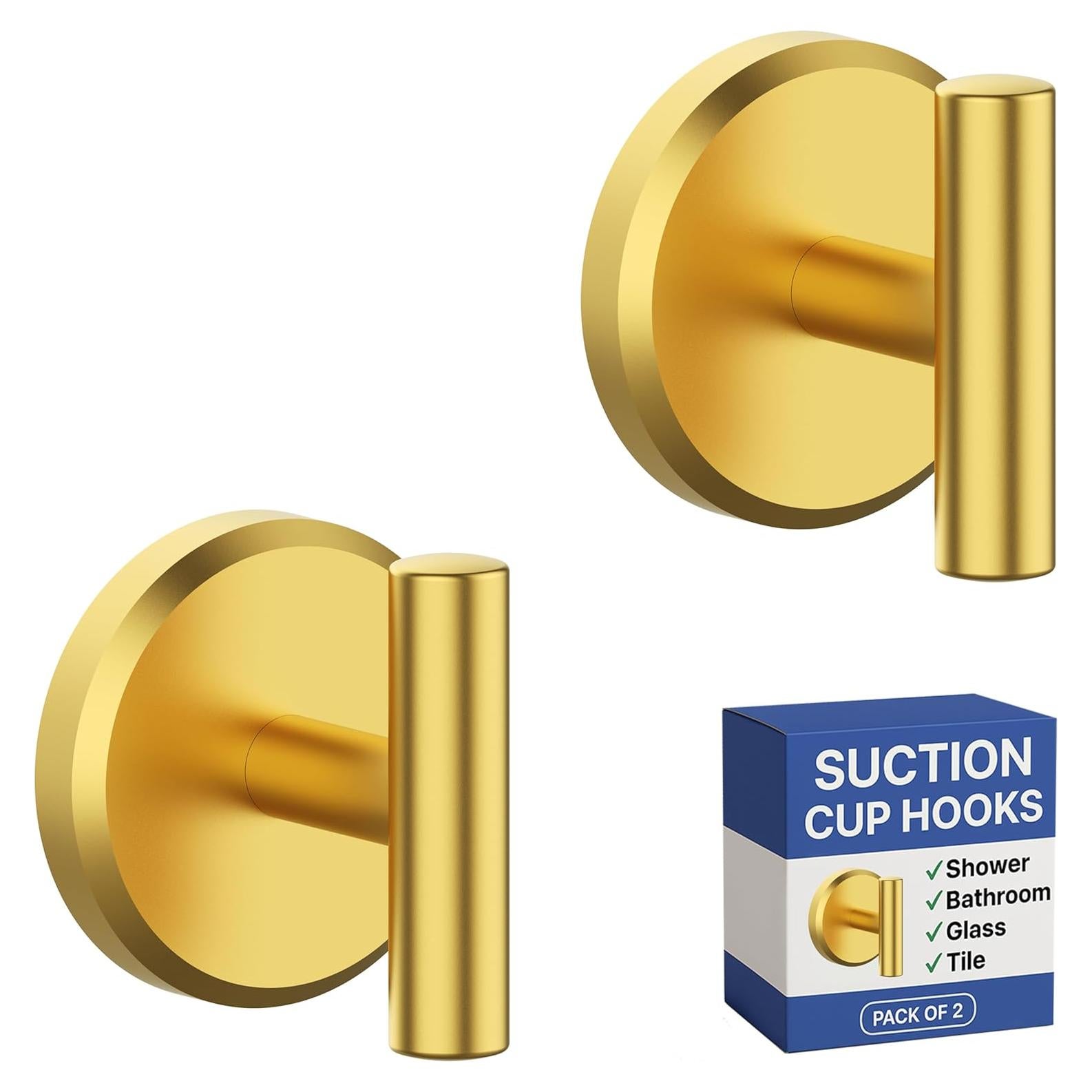 Ganchos de Succión HOME SO Forma T - Oro Cepillado (Paquete de 2)