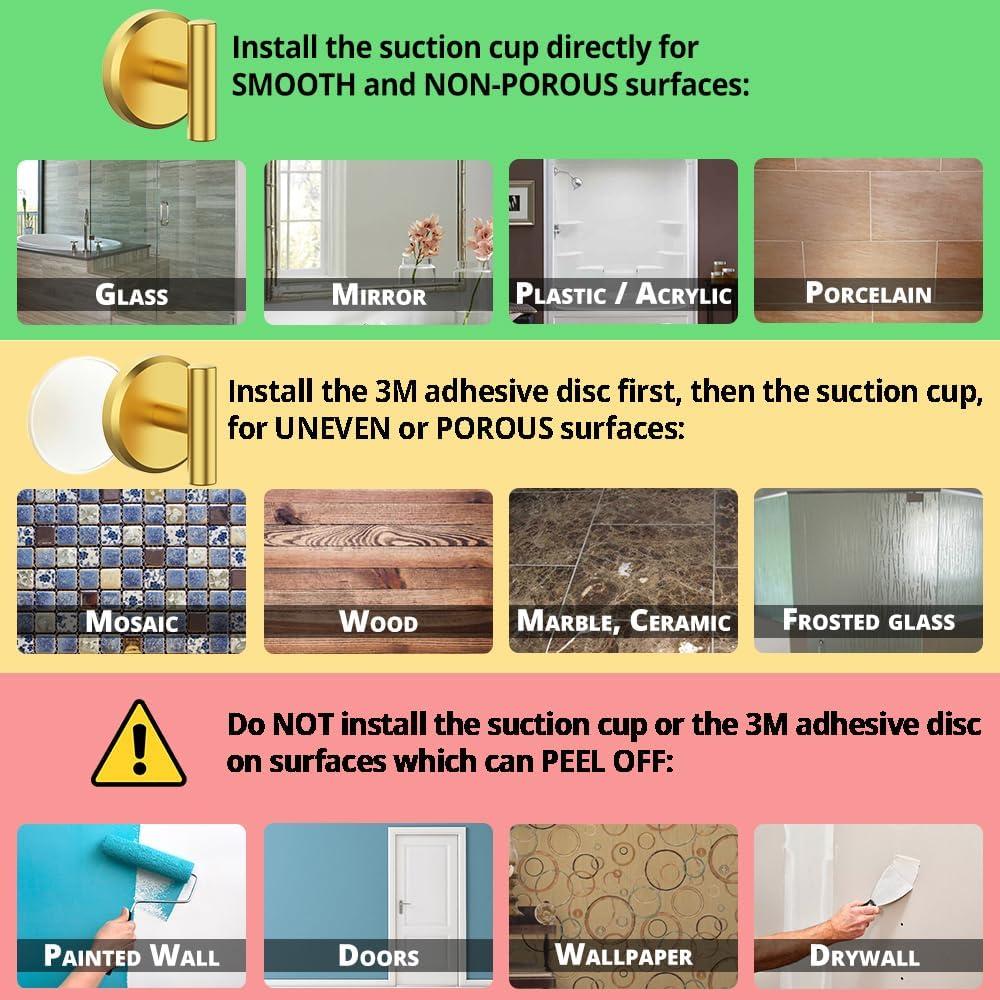 Ganchos de Succión HOME SO Forma T - Oro Cepillado (Paquete de 2)