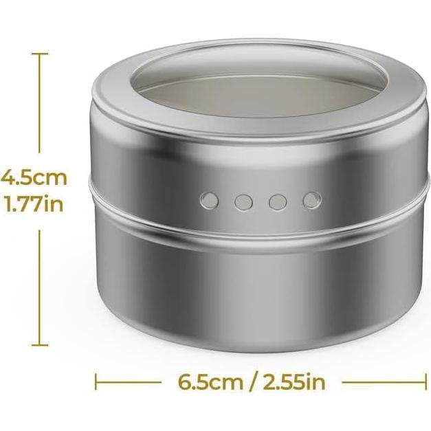 Juego de 8 Latas Magnéticas para Especias Vetacsion con Etiquetas