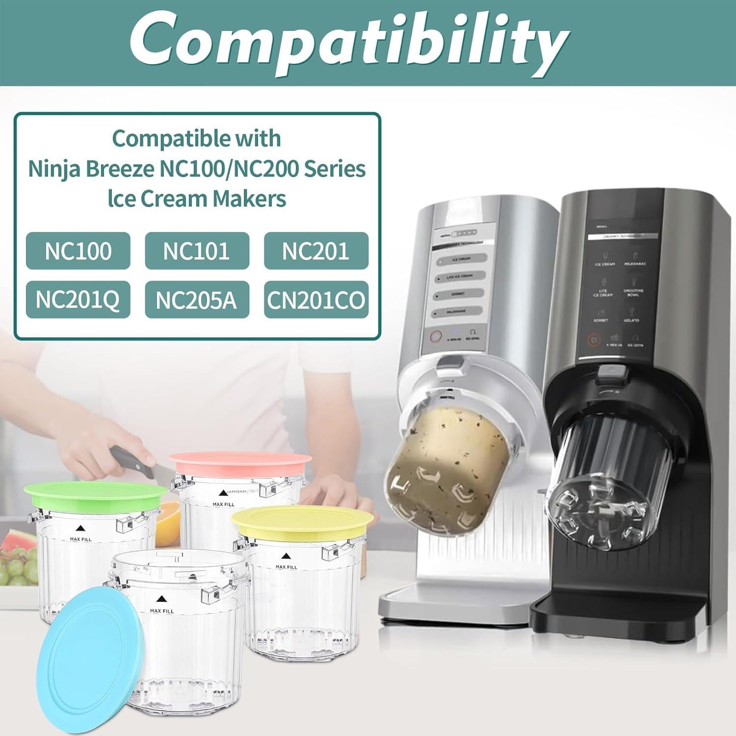 Contenedores de 24 oz para Ninja Creami Deluxe - Paquete de 4