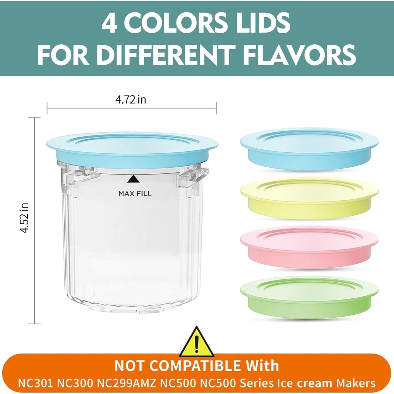 Contenedores de 24 oz para Ninja Creami Deluxe - Paquete de 4