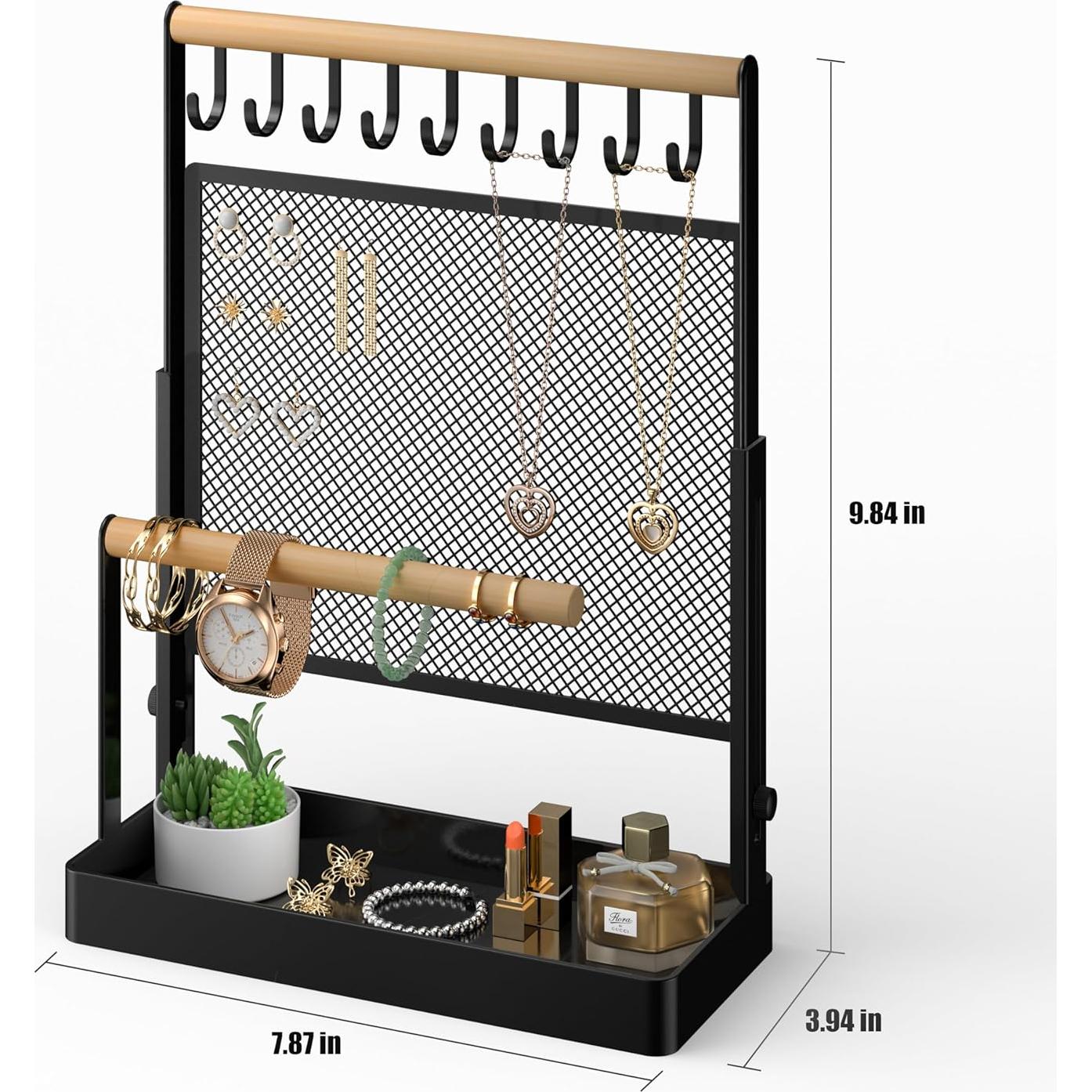 Soporte Organizador de Joyería IOAIANIA Elevable Ajustable Negro