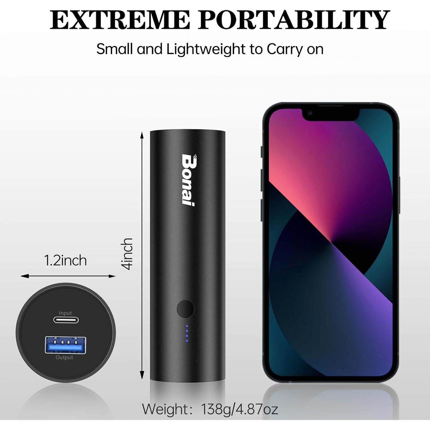 Cargador Portátil BONAI 5000mAh Ultra-Compacto Negro